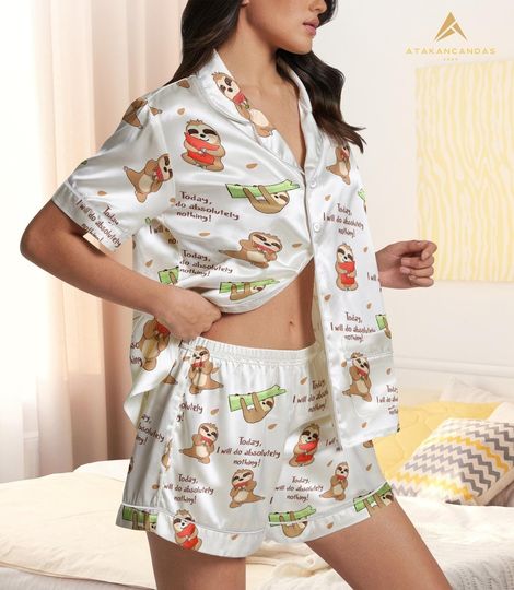 Discover Sloth Hug Short Pajama Sets with Pockets
