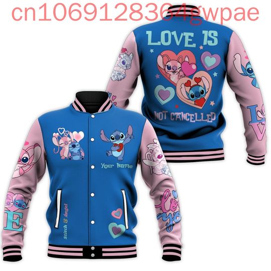 Discover Disneyyy Stitchh Angel Baseball Jacket
