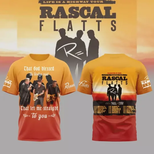 Discover 25 Years Rascal Flatts – Life Is A Highway Tour 3D T-Shirt