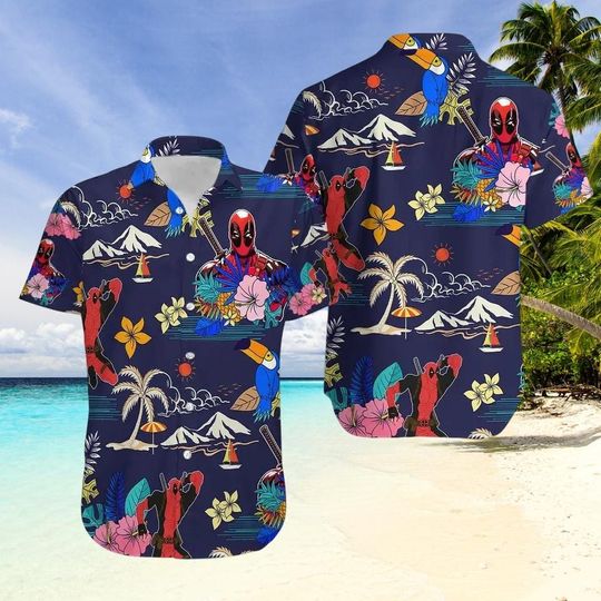Discover Tropical Deadpooll Hawaiian Shirt, Beach Comic Style Vacation Hawaiians