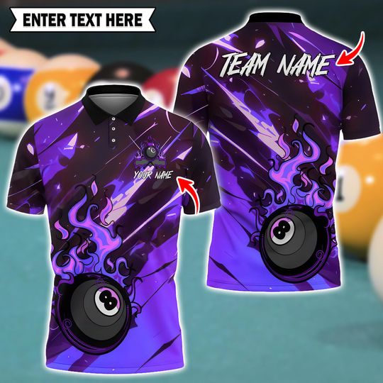 Discover Ball 8 Custom Fire Effect, Breathable Sport Shirt Personalized Name, Team Name 3D Shirt.