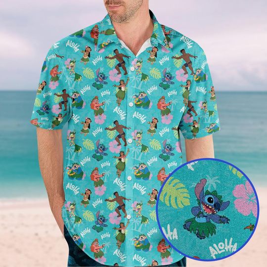 Discover Lilo And Stitchh Button Shirt, Aloha Hawaiian Shirt For Disneyyy Fans