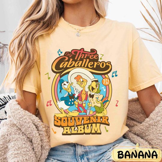 Discover Disneyyy The Three Caballeros Shirt, Retro 70s Donald Jos Panchito Tee
