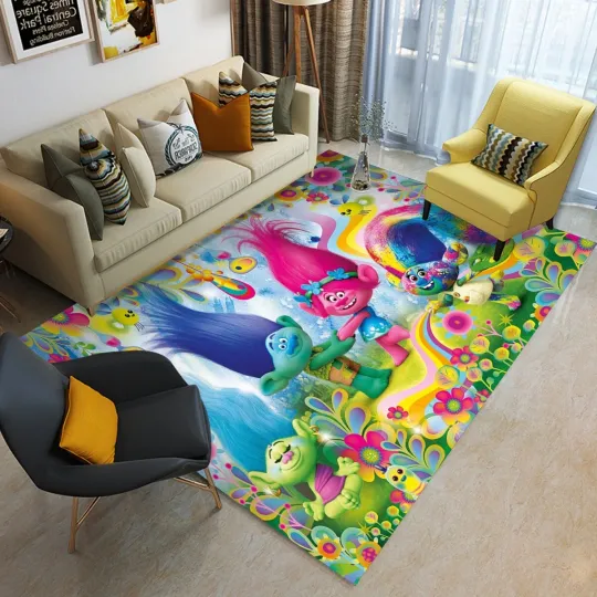 Discover Trolls Life Hugfest Print Foldable Rectangular Floor Mat Rugs Anti-Skid Carpet