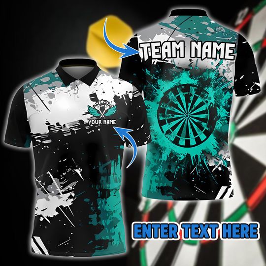 Discover Abstract Splash Darts Polo Shirt with Custom Name & Team