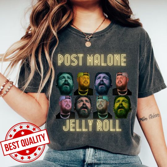 Discover Post Malone Jelly Roll Shirt, Retro Tour Fan Art
