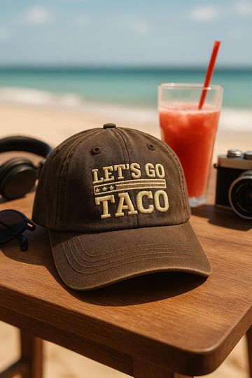 Discover Embroidered Vintage Style Let's Go TACO Hat, Cap with Trump Always Chickens Out Satirical