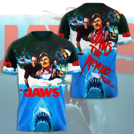 Discover Jaws Movie 50 Years 1975-2025 Thank For The Memories 3D Shirt