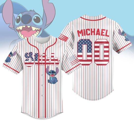 Discover Custom Stitchh Happy 4th Of July Baseball Jersey, Stitchh American Usa Flag