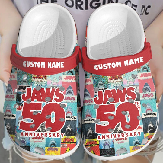Discover Custom Jaws 50th anniversary 2025 clogs