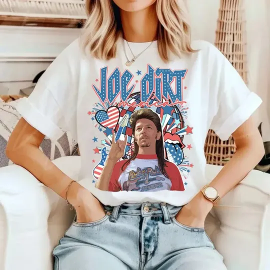 Discover Joe Dirt Merica T-Shirt, Retro 4th of July Rock n Roll Tee, Funny Independence