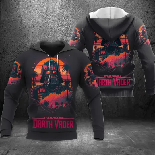 Discover Retro Sunset Darthh Vaderr Galaxy's Edge Starr Warss Fan Gift Hoodie 3D Printed