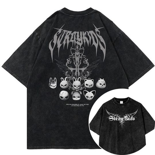Discover Stray Kids dominATE World Tour US 2025 Double Sided Mineral Wash T-shirts