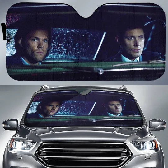 Discover Supernatural Car Sunshade, Winchester Brothers Car Windshield, Dean Winchester