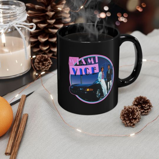 Discover Miami Vice Retro Action TV Show Don Johnson 11oz Coffee Black Mug