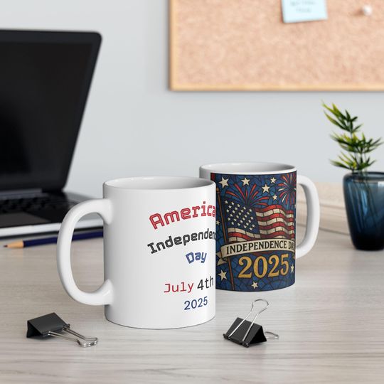 Discover 4th of July, Independence Day Ceramic Mug, Coffee Lovers Gift, Patriotic 2025, American Pride