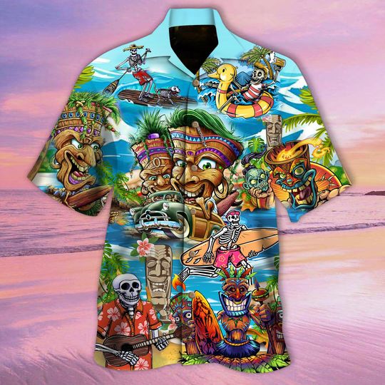 Discover Aloha Skull Tiki Hawaii Shirt, Aloha Hawaiian Beach Shirt, Summer Shirt