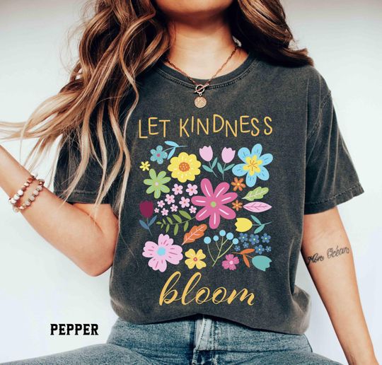 Discover Let Kindness Bloom T-Shirt, Be Cool Be Kind Retro Flower Shirt
