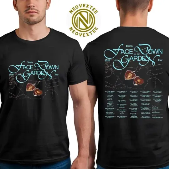 Discover Tennis Face Down In The Garden Tour 2025 Dates Two Sided T-Shirt