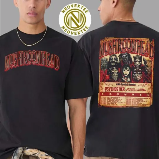 Discover Mushroomhead Tour 2025 With Psychostick Black Satellite Mind Incision T-Shirt