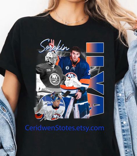 Discover Ilya Sorokin Shirt Vintage Hockey Bootleg Graphic Tee Ilya Sorokin T-Shirt