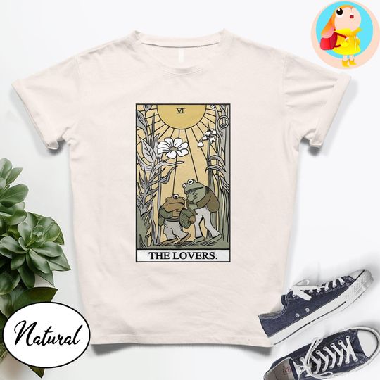 Discover Frog Tarot Card Shirt The Lovers Card Tee Cottagecore Frog Couple