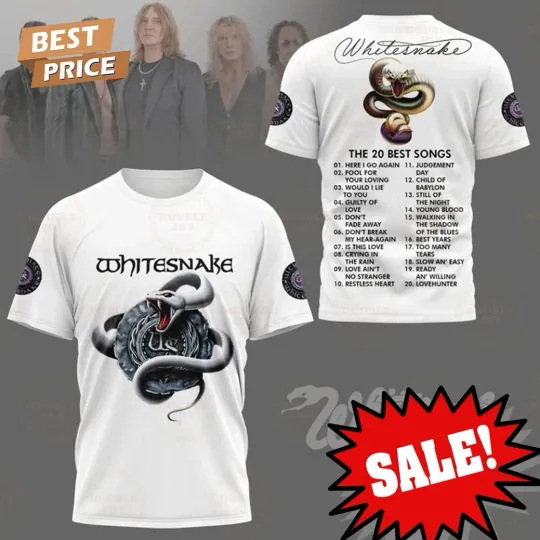 Discover Whitesnake The 20 Best Songs 2025 T-3D Shirt