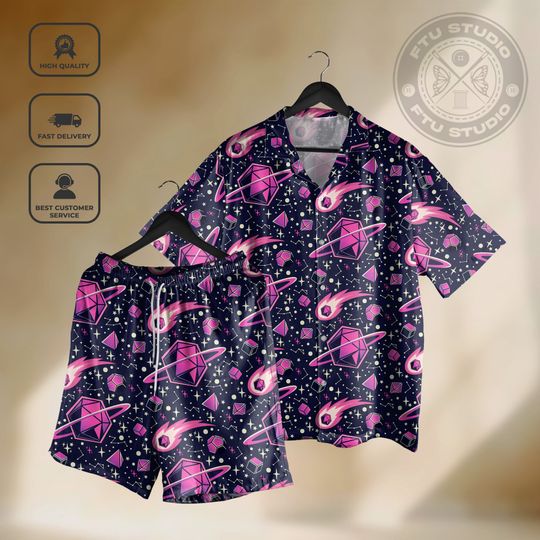Discover DD Dice Set Galaxy Hawaiian Shirt Dungeon Master Short