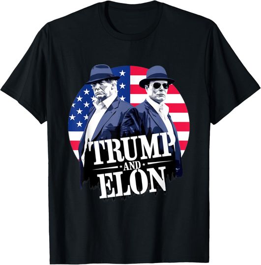 Discover Trump And Elon 2024 Presidential Election American Flag T-Shirt