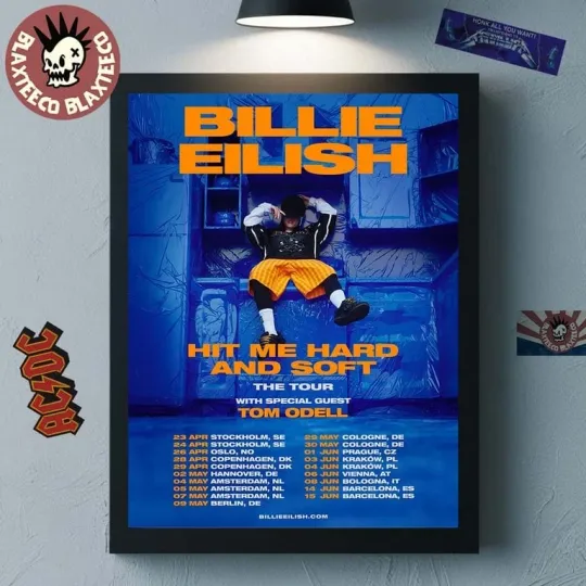 Discover Billie Eilish Tour 2025 With Tom Odell Europe Dates Poster
