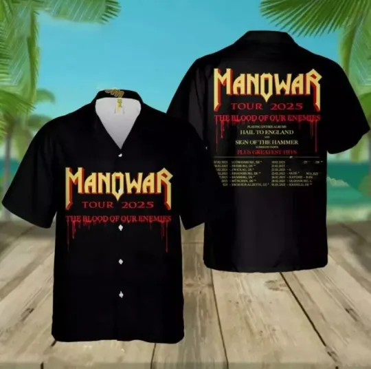Discover Mano.war The Blood Of Our Enemies Tour 2025 Hawaiian Shirt,
