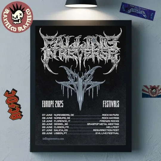 Discover Falling In Reverse Europe 2025 Tour Dates Poster