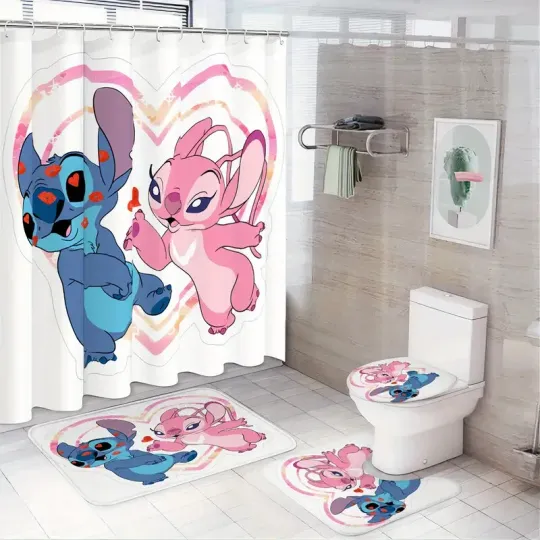 Discover Lilo Stitchh Angel Bathroom Rug Set Toilet Lid U Mat Gift for Home Decor