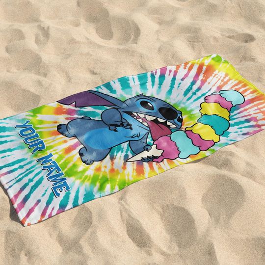 Discover Stitchh Beach Towel, Custom Beach Towel, Disneyyy Bath Towel