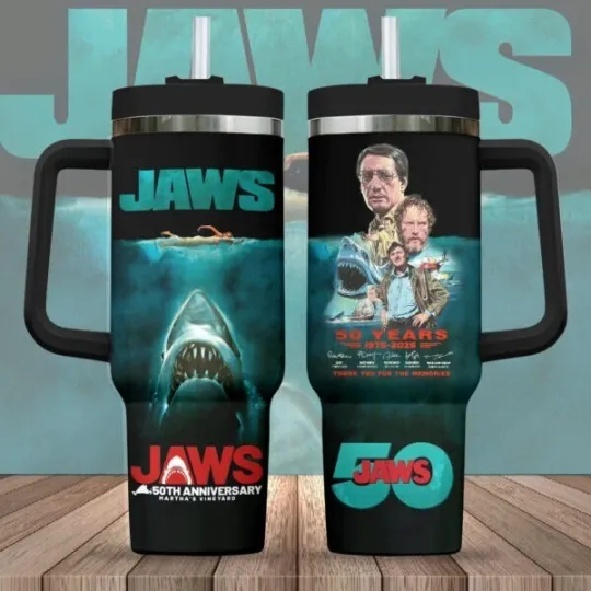 Discover Jaws 50 Years 1975-2025 40oz  Tumbler
