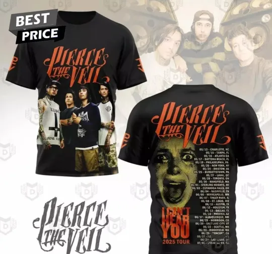 Discover Pierce The Veil I Cant Hear You 2025 Tour 3D T-Shirt