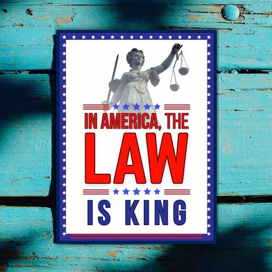 Discover In America Law Is King Protest Sign, Anti Trump
