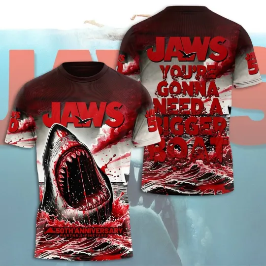 Discover Jaws 50th anniversary 2025 shirt