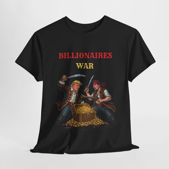 Discover Trump vs Musk T-Shirt, Satirical Political Tech Rivalry Design, Meme Wars Unisex