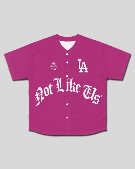 Discover Kendrick Lamar Inspired  Pink 'Not Like Us' LA Baseball Jersey