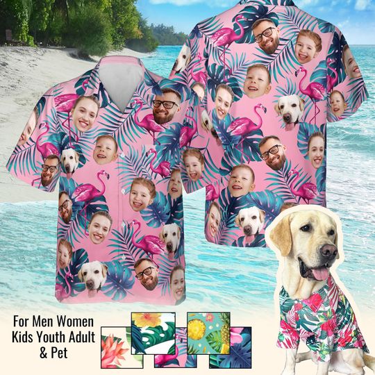Discover Personalized Face Hawaiian Shirt, Custom Hawaiian Shirt, Custom Vacation Shirt, Matching Family Outfit