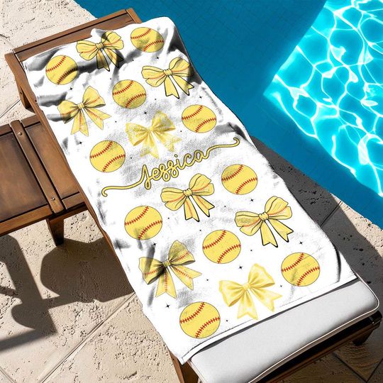 Discover Personalized Softball Coquette Beach Towel, Softball Player