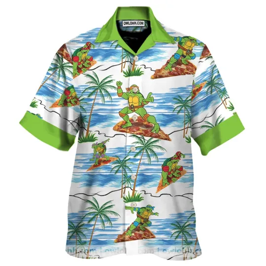 Discover TMNT Pizza Surfing Hawaiian Shirt – Fun Beach Style for Turtle Fans