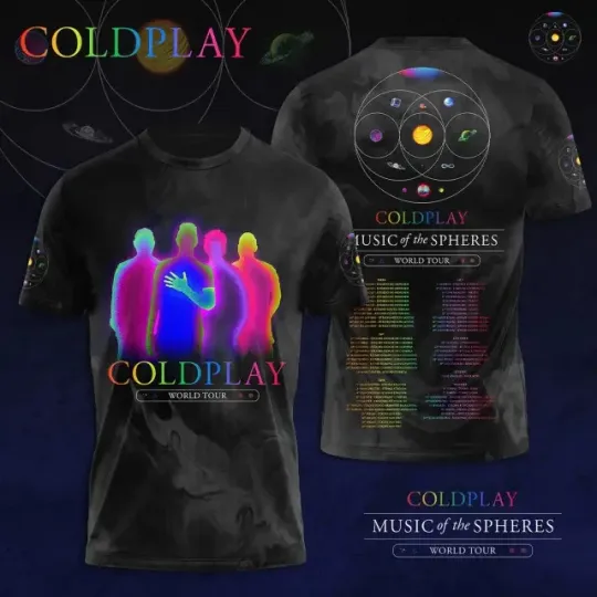 Discover Coldplay Music Of The Spheres Tour Shirt, 2025 North American Tour 3D Shirt