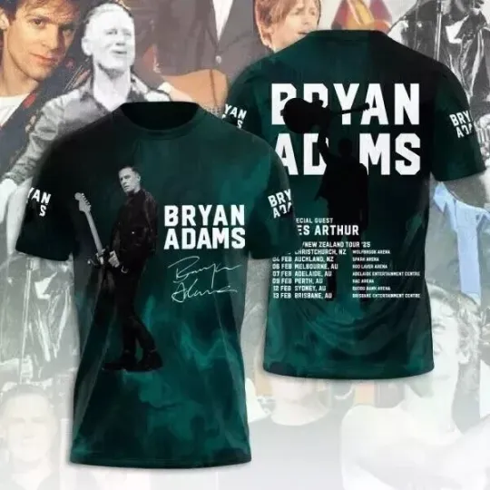Discover Bryan Adams 3D Gift T Shirt All Size, Tour 2025 Merch For Fans