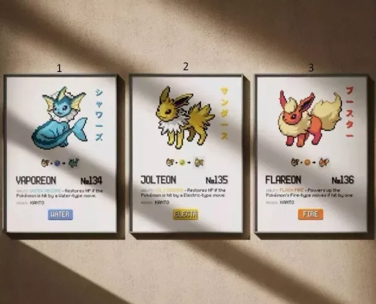 Discover Pokedex Eevee Evolutions Art piece wall home decor Poket mons