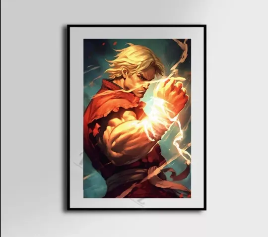 Discover Street Fighter Ken Masters Print Game Poster Wall Art Home decor