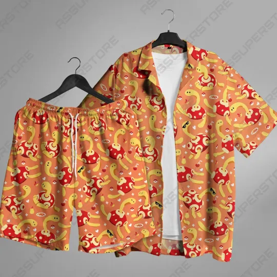 Discover Shuckle Hawaiian Button Up Shirt Japanese Anime Hawaii Shirt Gift