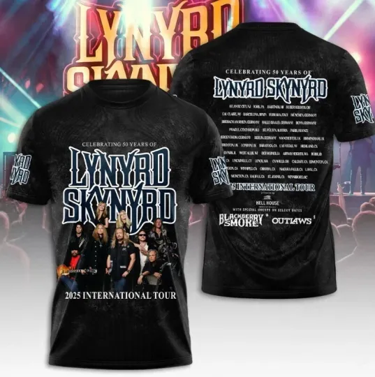 Discover Lynyrd Skynyrd Celebrating 50 Years 2025 International Tour 3D Aop T-Shirt
