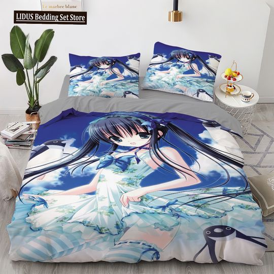 Discover Anime Kawaii Bedding Set Japan Anime Loli Duvet Cover Set Kids Bedroom Cartoon 3D Printed Quilt Cover Bedroom Gift